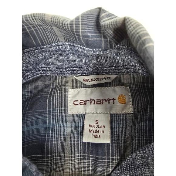 Carhartt Shirt Mens Small Pearl Snap Plaid Relaxed Fit Workwear 103319412 Work - Picture 7 of 12
